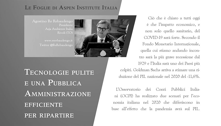 Tecnologie pulite e una Pubblica Amministrazione efficiente per ripartire