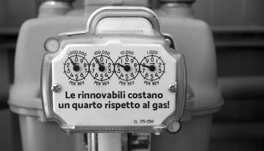 le rinnovabili costano un quarto rispetto al gas!